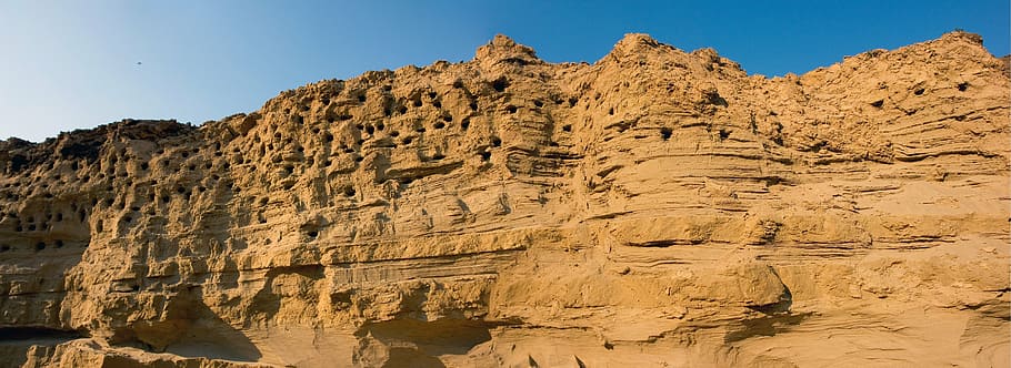 brown mountain alps, wall, desert, rocks, nature, stone, landmark HD wallpaper