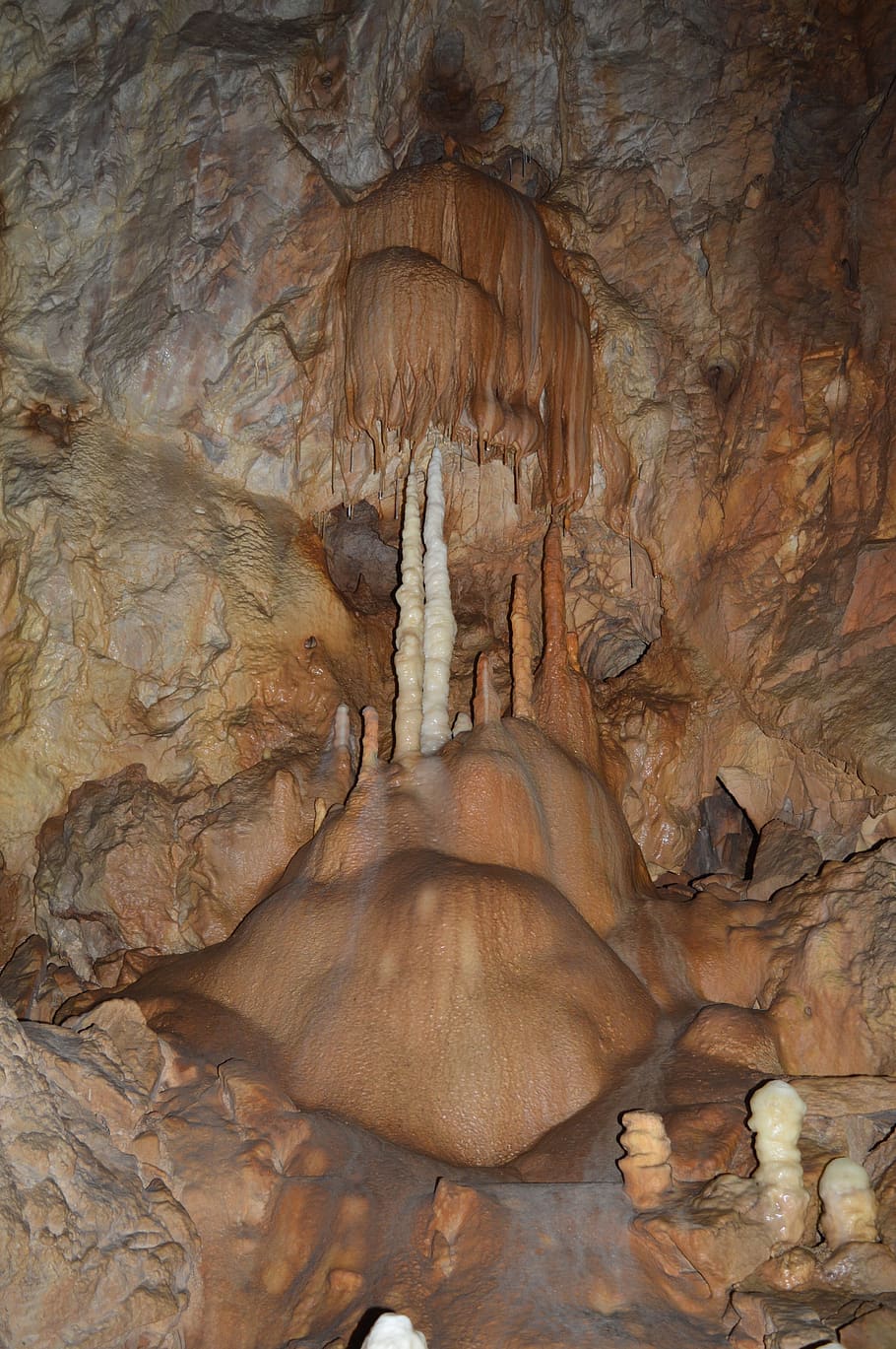 rock, cave, subterranean, speleology, mountain, stalgtite, stalagmite, HD wallpaper