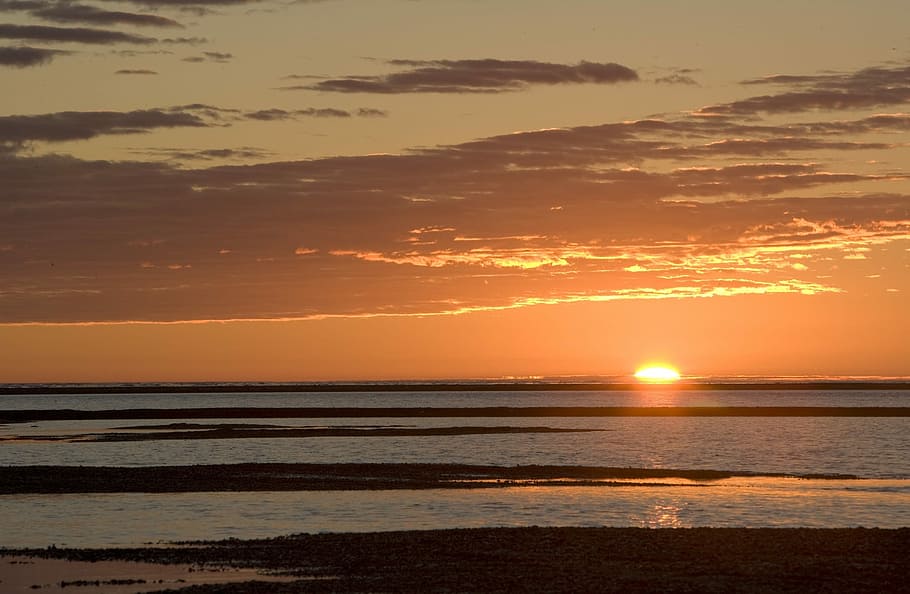 Sunset, Evening, Dusk, Twilight, landscape, coast, port, sky HD wallpaper