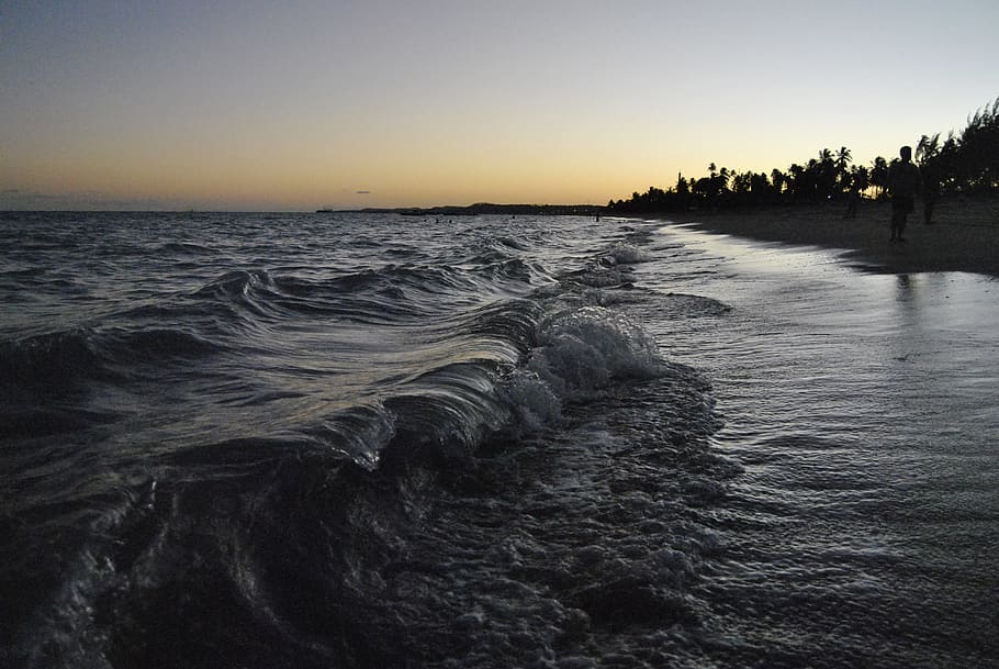 sea, sunset, sundown, sky, ocean, horizon, landscape, reflection HD wallpaper