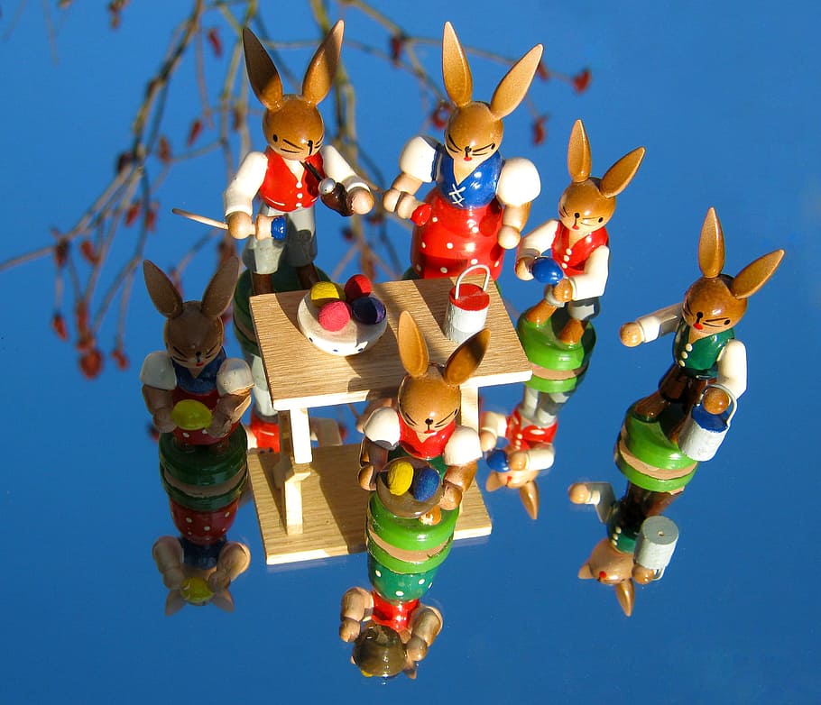 Easter Bunny, Team, Teamwork, paint, group, colorful, wood HD wallpaper