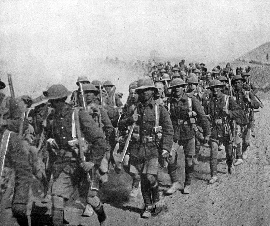British troops on the march during Mesopotamian campaign World War I
