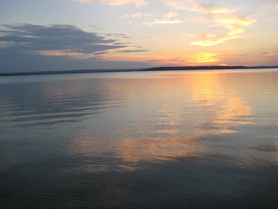 lake, sunset, reflection, sky, calm, horizon, water, beauty in nature HD wallpaper