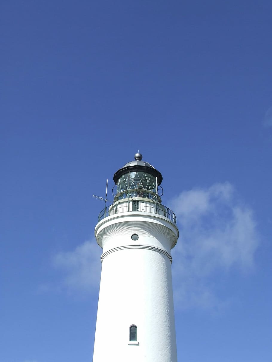 Light, House, Lighthouse, White, blue, sky, cloud, seaside HD wallpaper