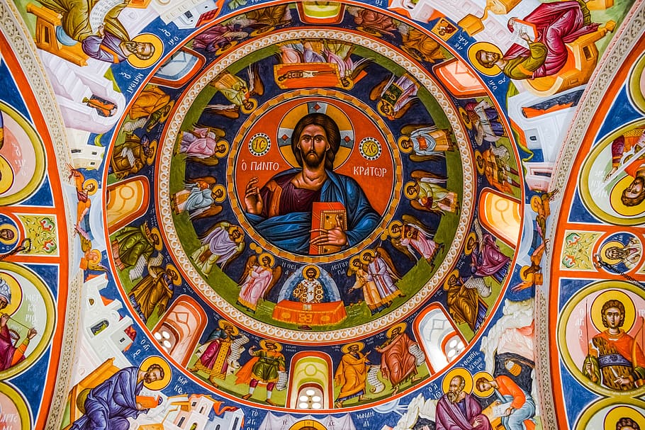 dome, interior, painting, iconography, cyprus, tersefanou, ayios dimitrianos