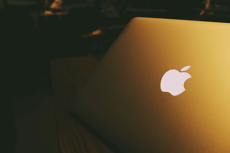 slightly opened MacBook placed on table, Apple, Notebook, Computer HD wallpaper