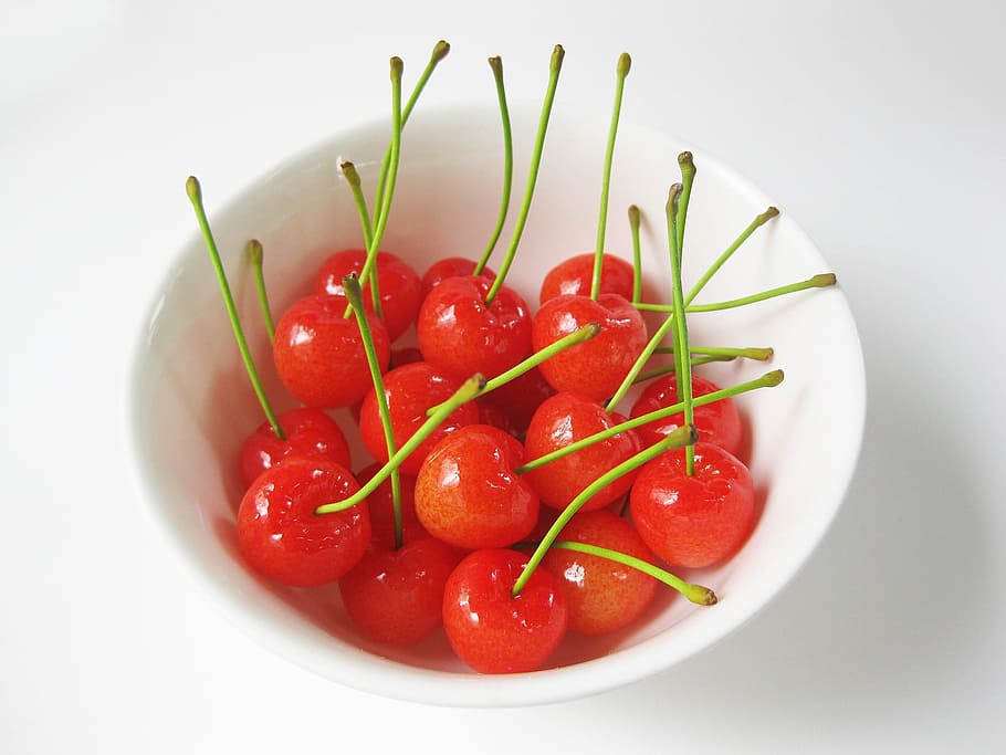 bunch of cherry fruit on bowl, Berry, Fruit, Fresh, healthy HD wallpaper