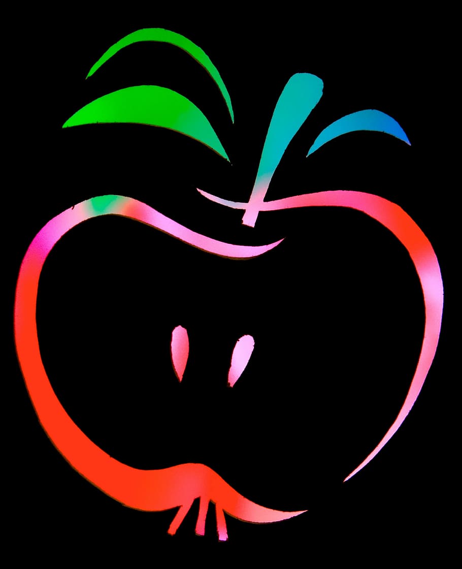 fruit, apple, color, contour, outlines, nuclear, silhouette, HD wallpaper