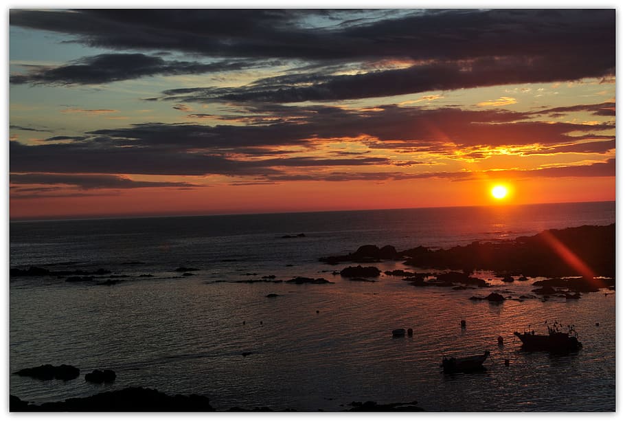 sunset, evening sun, setting sun, sky, sea, water, scenics - nature HD wallpaper