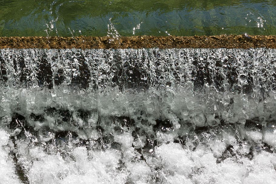 Water, Barrage, Clear, White, green, foam, cold, river, flow, HD wallpaper