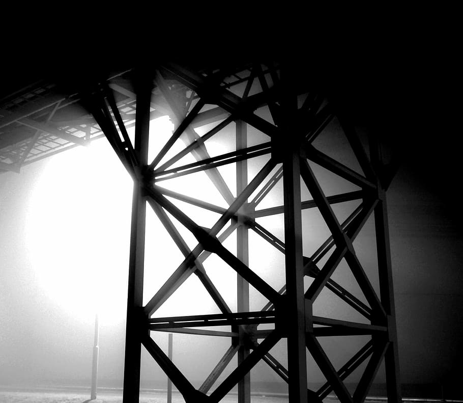 structure, steel, fog, light, built structure, architecture HD wallpaper
