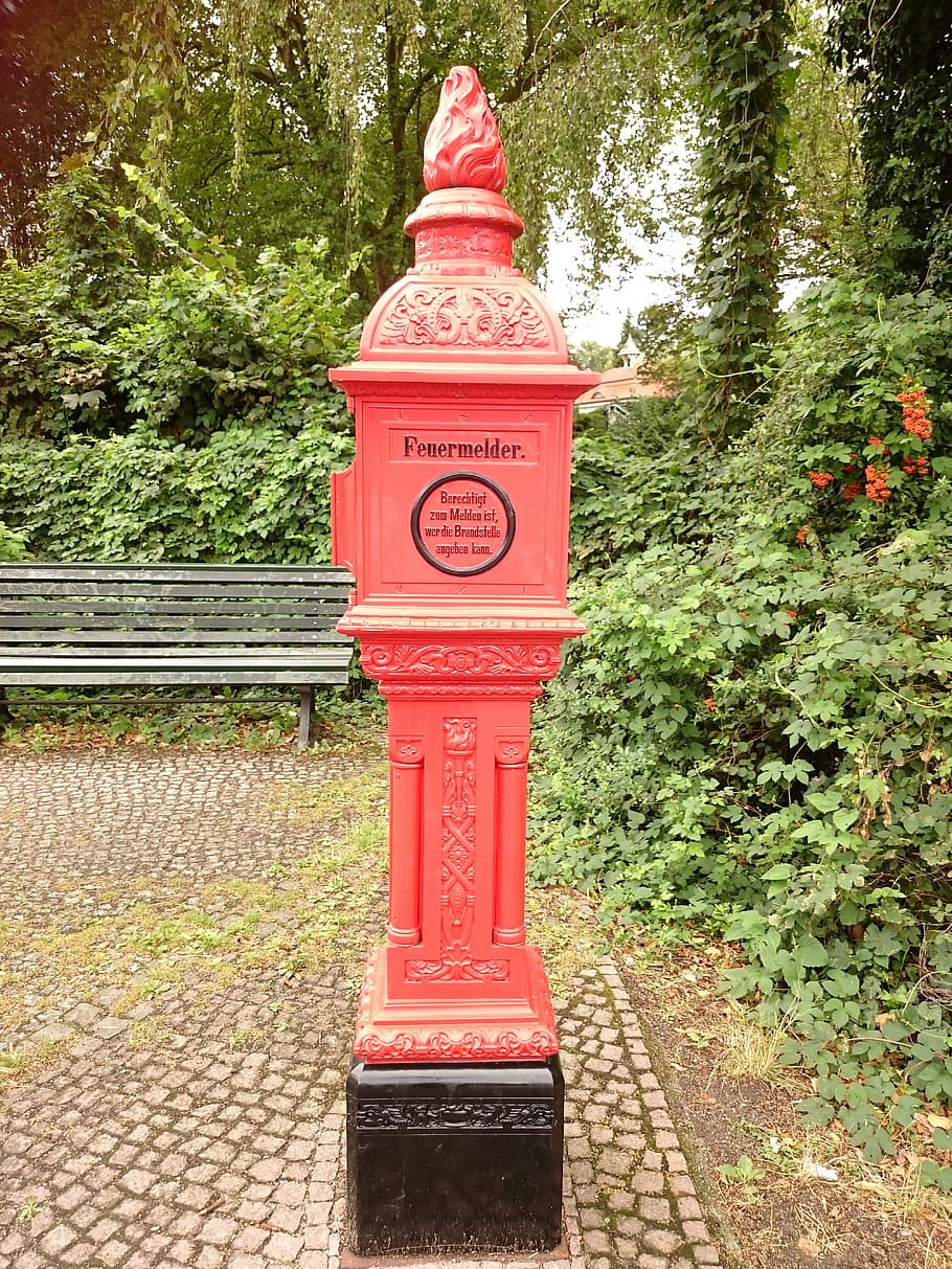 fire detector, red, smoke detector, berlin, tegel, greenwich promenade HD wallpaper