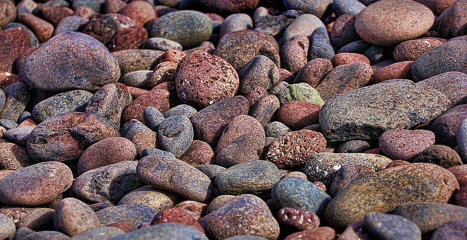 brown and black rock lot, stone, pebble, lanzarote, beach, lava HD wallpaper
