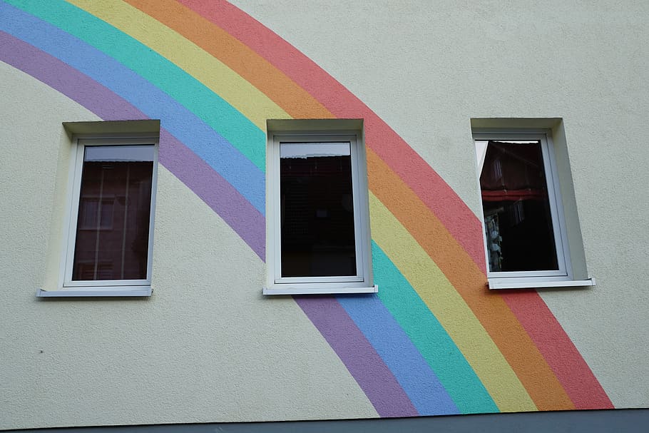 Window, Rainbow, Colorful, multi colored, architecture, building exterior HD wallpaper