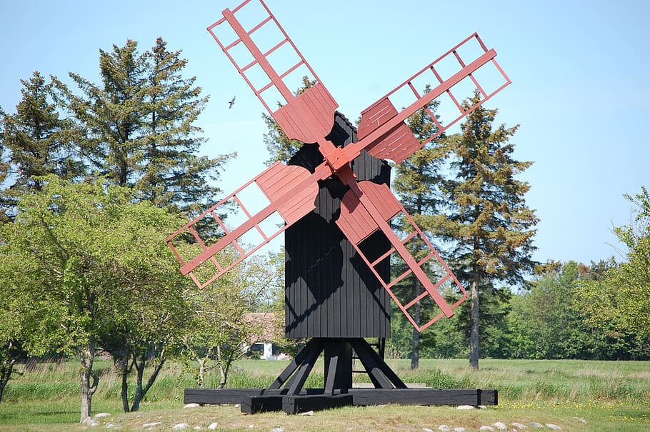 læsø, old, mill, tree, plant, renewable energy, environmental conservation HD wallpaper
