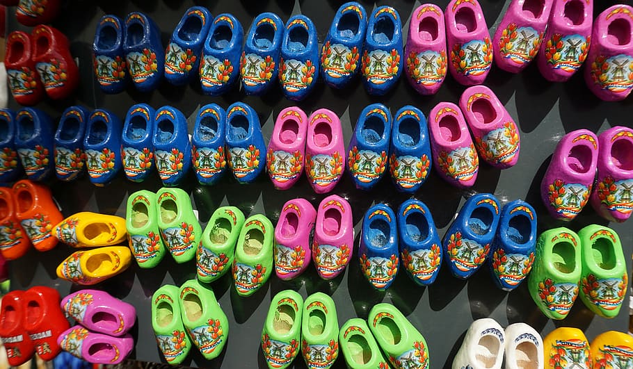 wooden shoes, holland, souvenir, tradition, traditionally, colorful, HD wallpaper