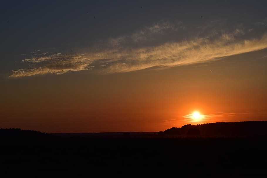 sunset, red, sky, afterglow, evening sky, abendstimmung, romance HD wallpaper