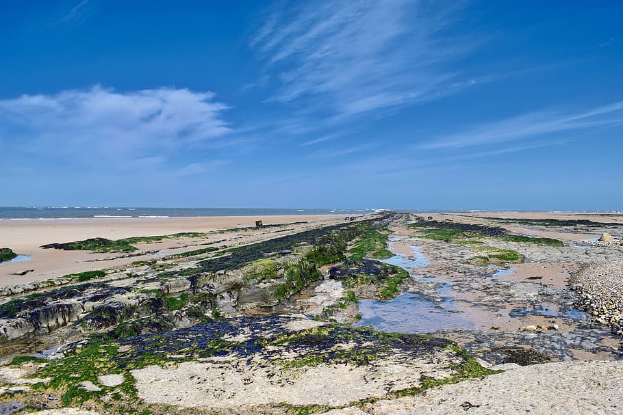 coast, water, sky, beach, seascape, sand, shore, outdoor, rock HD wallpaper