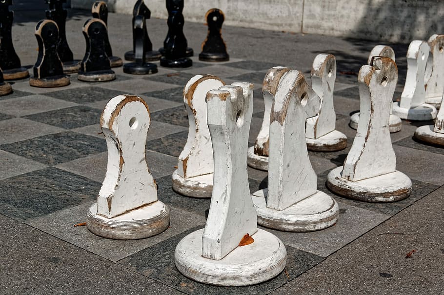 Chess, Figures, Outdoor, large, chess pieces, play, chess board HD wallpaper