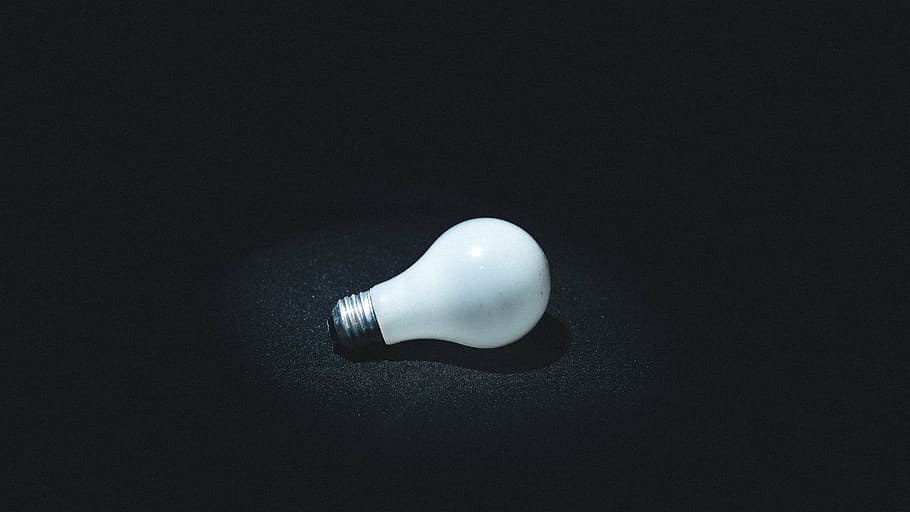 white light bulb, photo, idea, objects, single object, no people, HD wallpaper