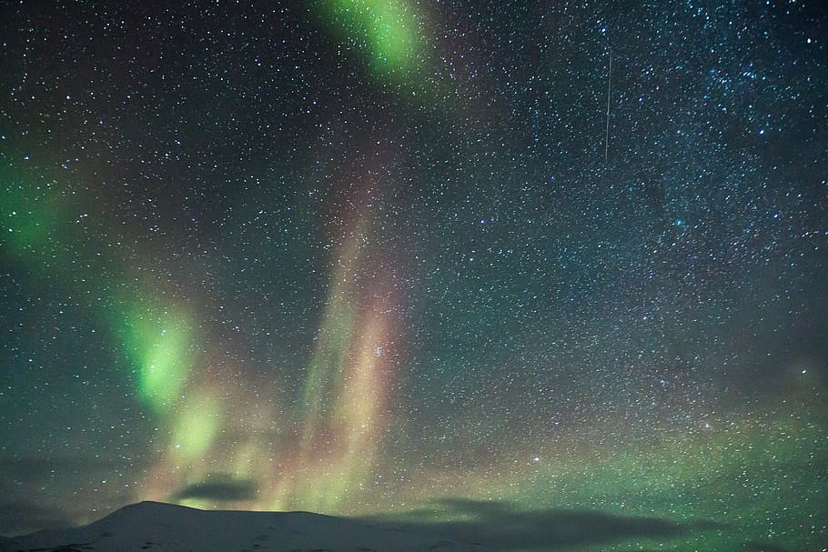 aurora borealis, adventure, auroras, northen light, scooter, snow, HD wallpaper