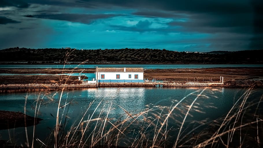 house, river, delta, light, cloud - sky, water, architecture HD wallpaper