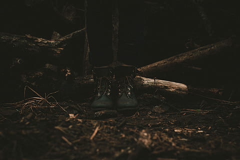 person standing near tree, person wearing pair of black shoes standing on brown soil HD wallpaper