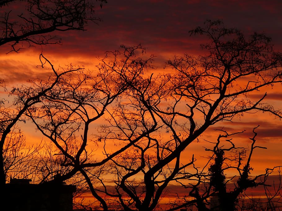 sunset, sky, clouds, abendstimmung, romance, fire, afterglow HD wallpaper