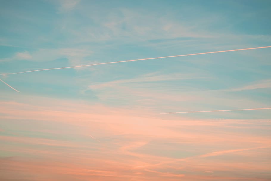 green and white sky, white clouds and blue sky, love, eazy, calm HD wallpaper