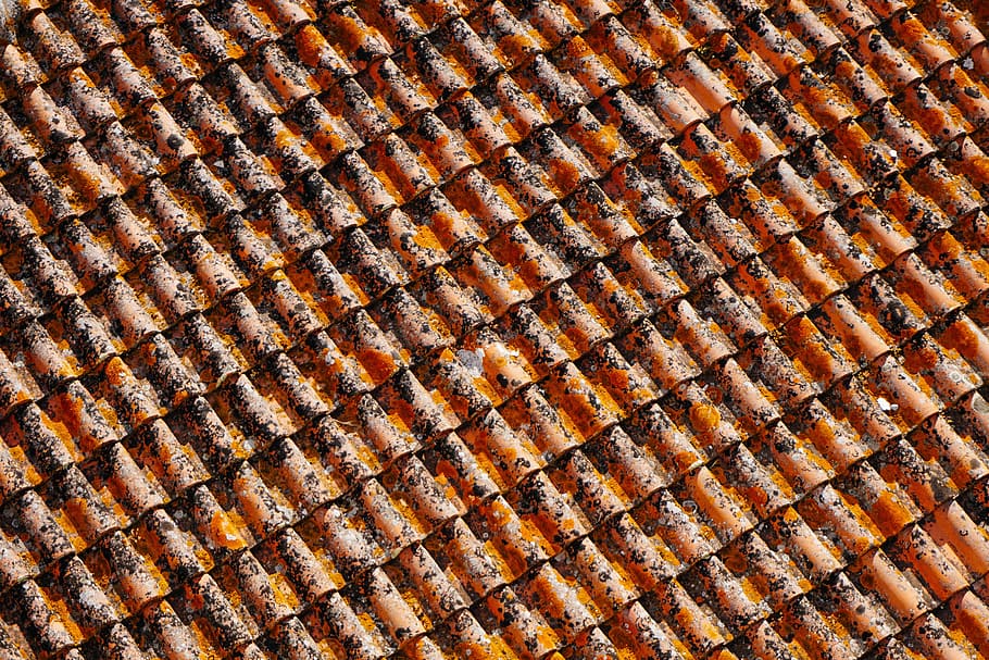 orange-and-black roof shingles, untitled, close up, photo, tile, HD wallpaper