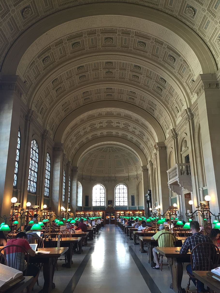 Library, Boston, Massachusetts, architecture, desks, classic HD wallpaper
