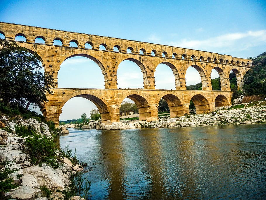 Pont Du Gard, Nimes, Arles, Ales, viaduct, aqueduct, roman empire, HD wallpaper
