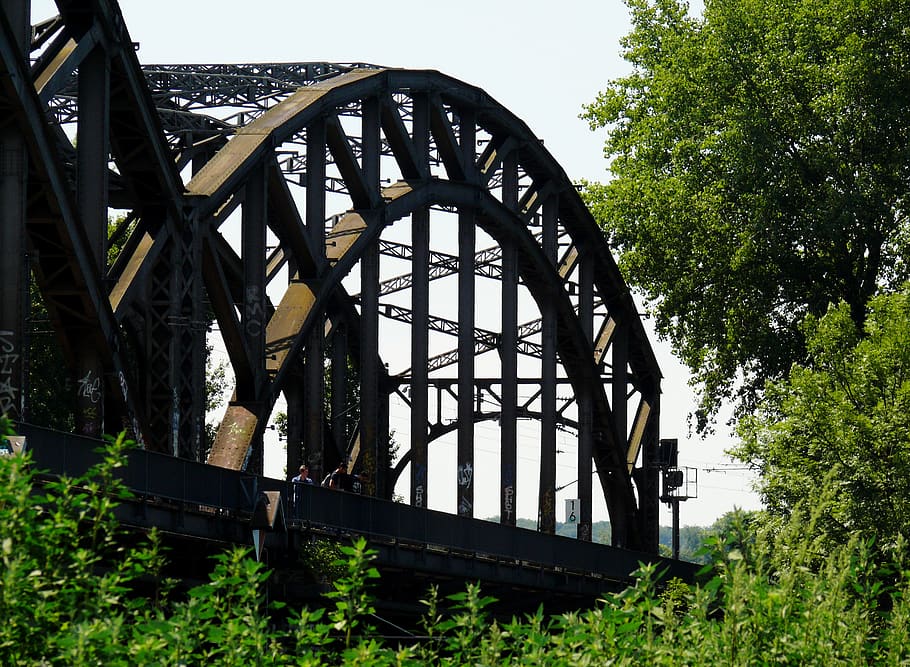 wood, bridge, steel, stahlbau, railway bridge, iron, old, environment, HD wallpaper