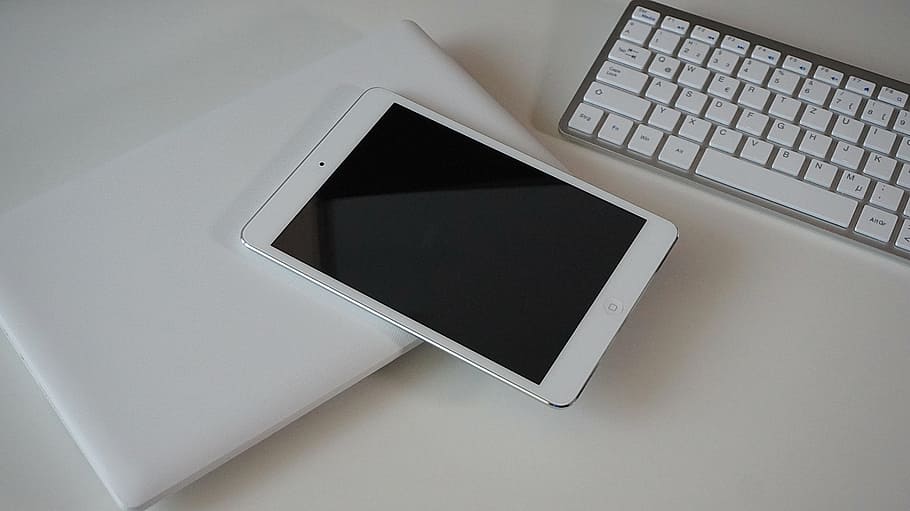 tablet, notebook, keyboard, office work, home office, internet HD wallpaper