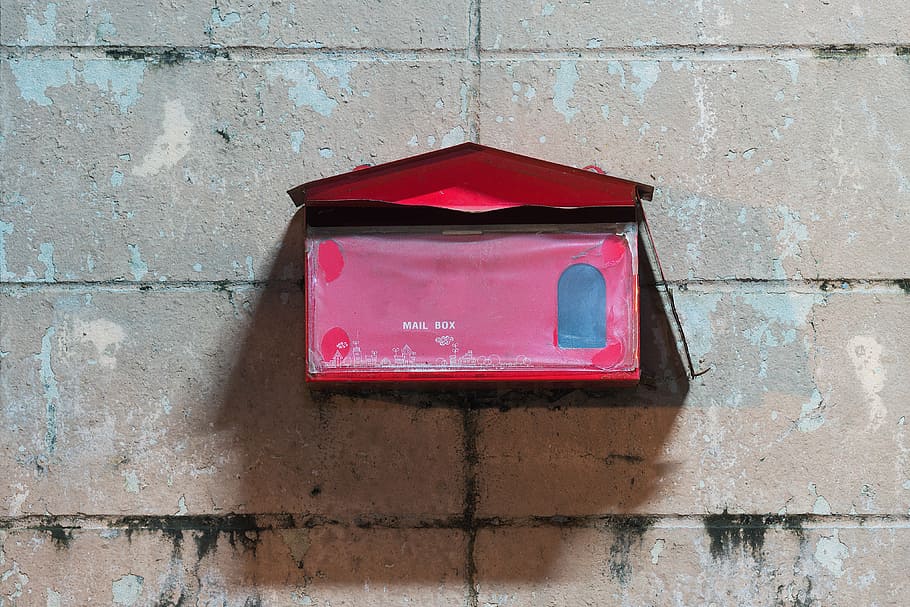pink box, mail, post, send, postal, letter, symbol, container