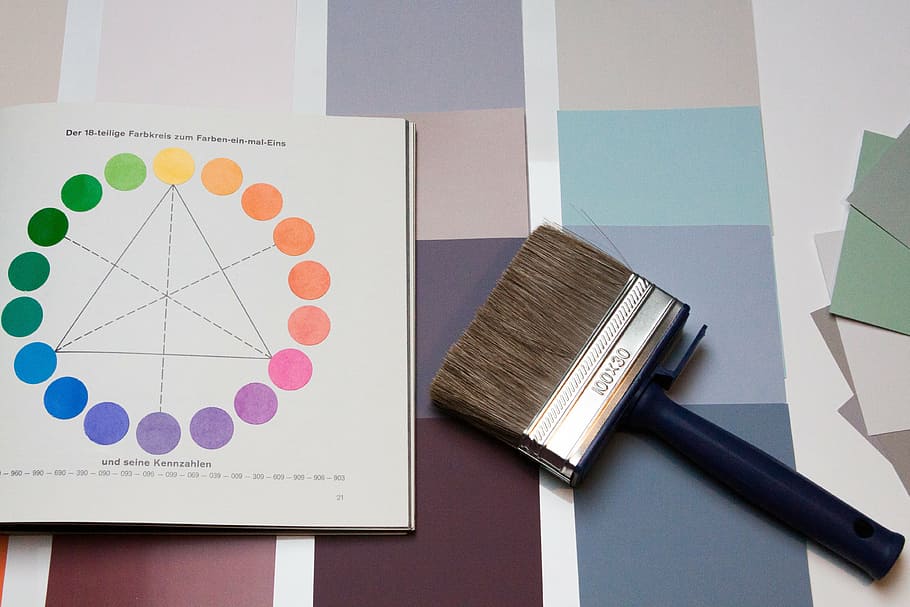 black brush beside unfold book, color patterns, trend colors HD wallpaper