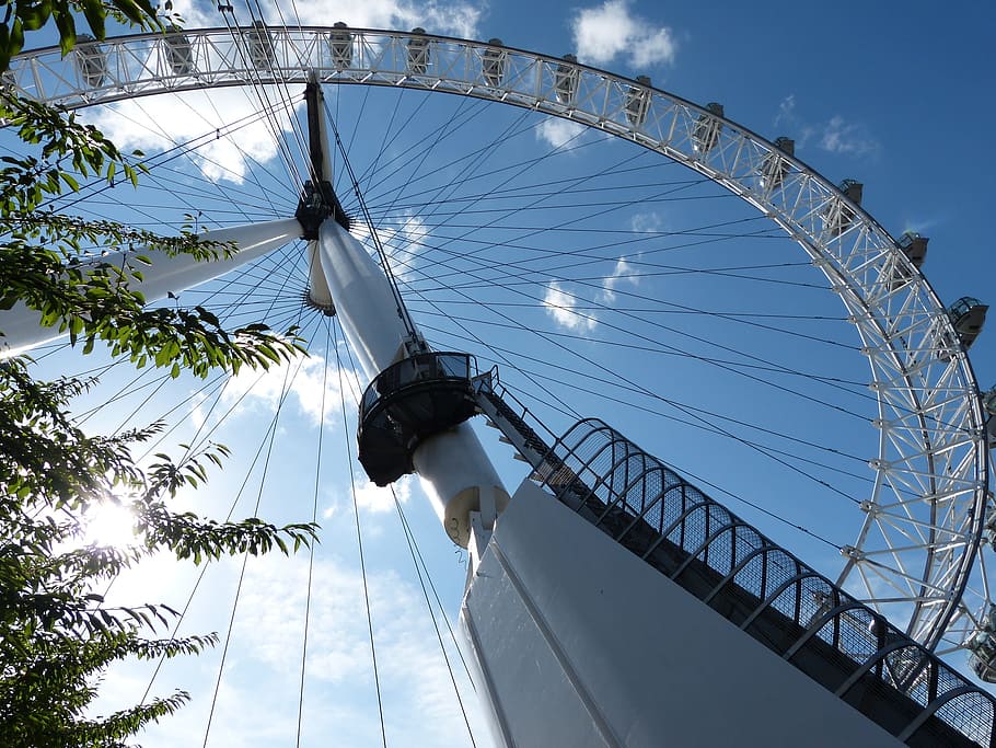 London Eye, Landmark, Tourism, sky, skyline, city, england, HD wallpaper
