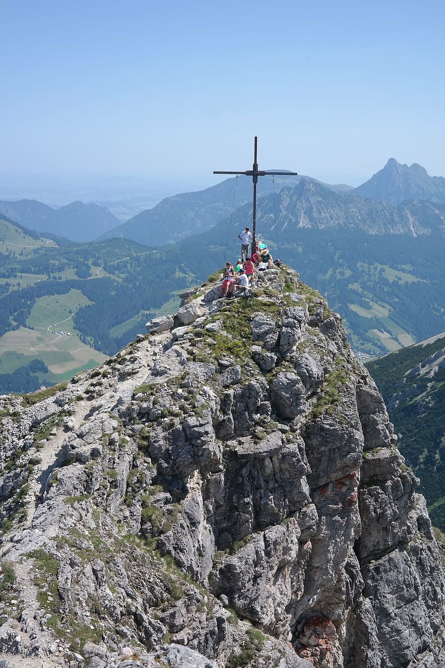 ponten, summit, summit cross, mountain, allgäu alps, alpine HD wallpaper