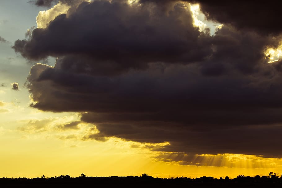 clouds, black, sky, stormy weather, dark, nature, dramatic HD wallpaper
