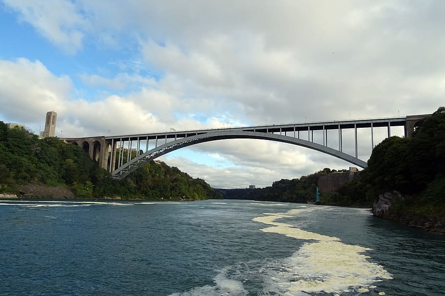 bridge, rainbow bridge, niagara, river, border, usa, canada HD wallpaper