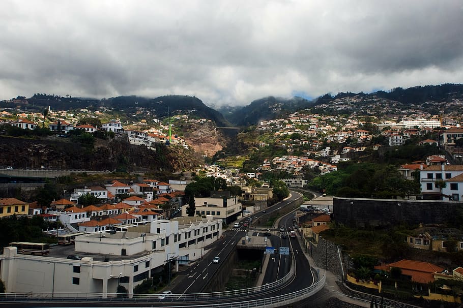 madeira, funchal, portugal, panorama, city, architecture, building exterior, HD wallpaper
