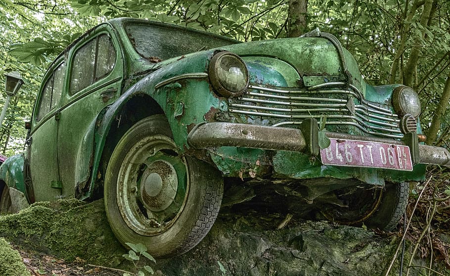 oldtimer, lost places, decay, auto, rust, car sculptures, rots HD wallpaper