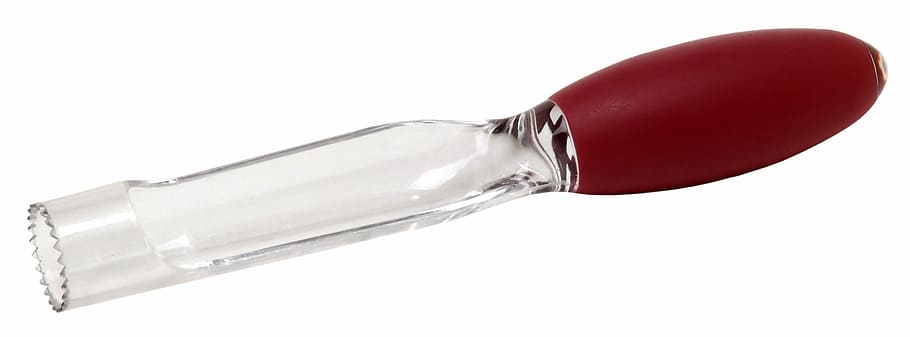 Plastic, Apple, Corer, cut out, red, wine, white background HD wallpaper