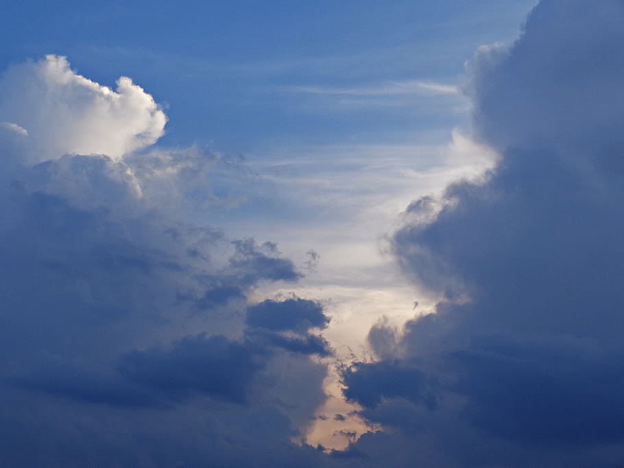 Sky, Nature, Cloud Cover, blue sky, glomerulus, clouds, white HD wallpaper