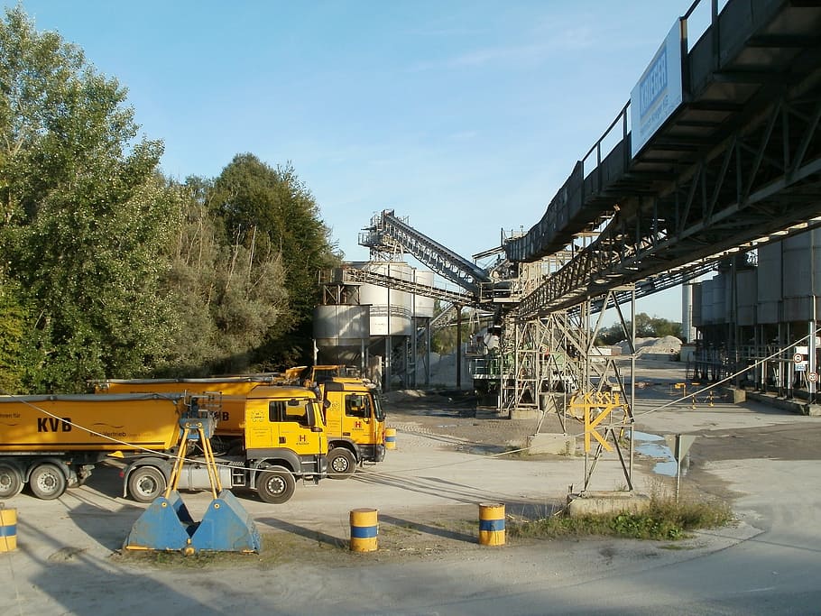 gravel, quarry, plant, rheinhausen, industrial, equipment, machinery, HD wallpaper