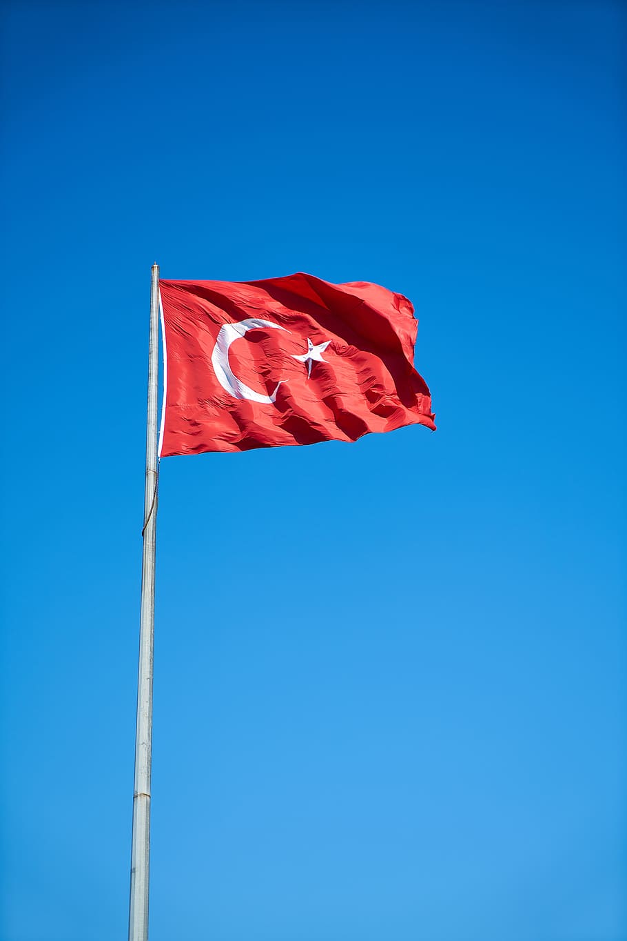 flag, turkish, red, white, wind, turkey, turkish flag, moon and star