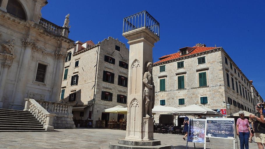 dubrovnik, roland column, old town, architecture, building exterior, HD wallpaper