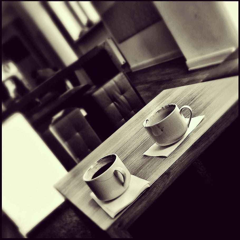 two ceramic mug on table, break, togetherness, drink, no people HD wallpaper