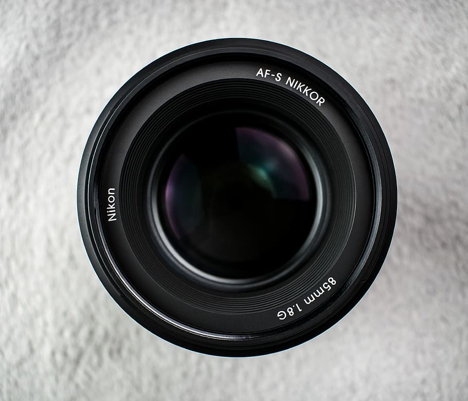 nikon, lens, nikkor, 85mm 1, 8 g, aperture, black, white, camera - photographic equipment, HD wallpaper