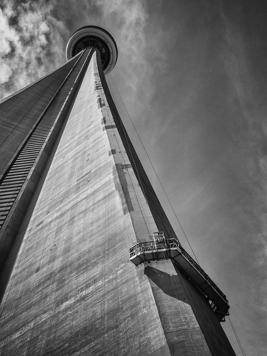 grayscale photo of tall building, grayscale space needle tower HD wallpaper